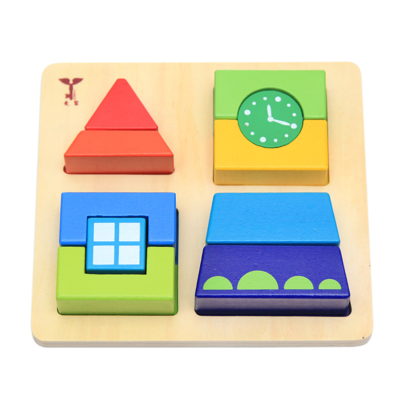 Tianqi Wooden DIY Building Blocks Clock Tower Infant and Child Cognition Puzzle Blocks 1-3 Years Old Early Childhood Educational Toys