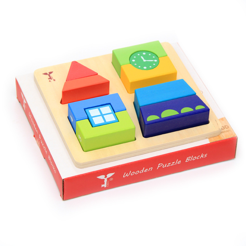 Tianqi Wooden DIY Building Blocks Clock Tower Infant and Child Cognition Puzzle Blocks 1-3 Years Old Early Childhood Educational Toys