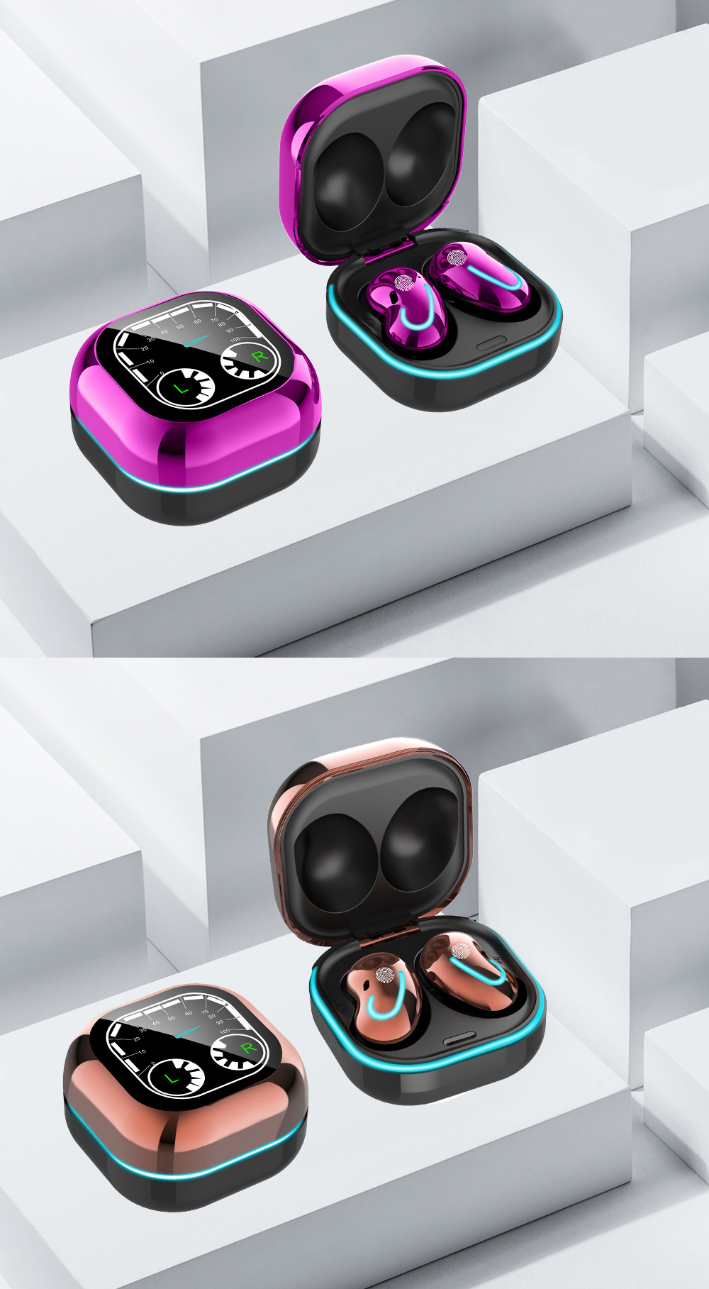 S6 Se Private Model New TWS Breathing Light Clock Digital Display Wireless Binaural Touch 5.0 Bluetooth Headset