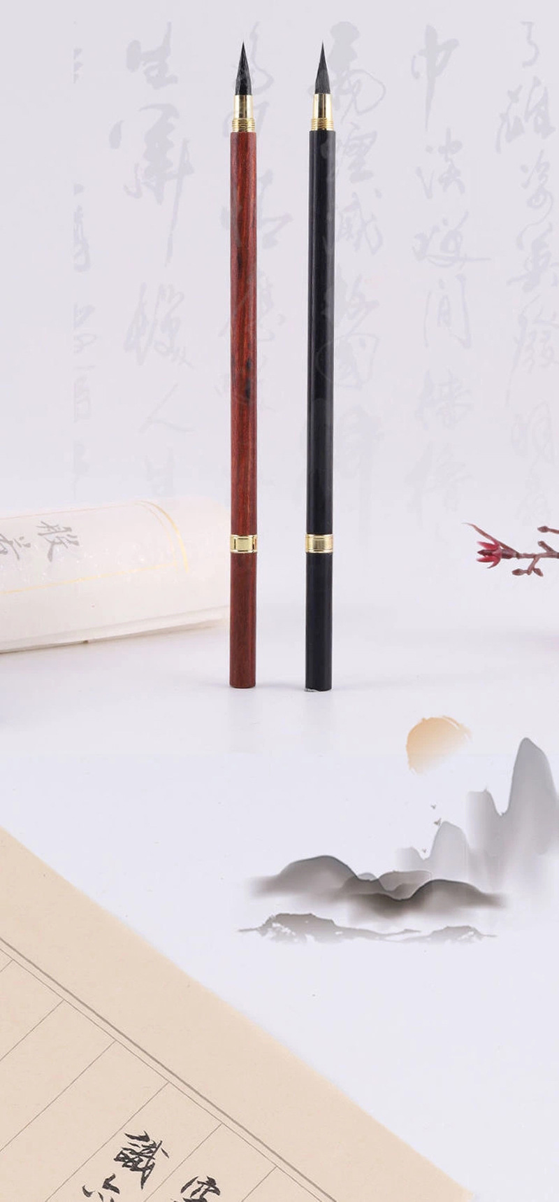 Wholesale Zhiyun Xuan Solid Wood Copy Scripture Small Regular Script Rabbit's Hair Writing Brush Chinese Painting Hook Line Pen Teeny Lower Case Internet Celebrity Ebony Writing Brush