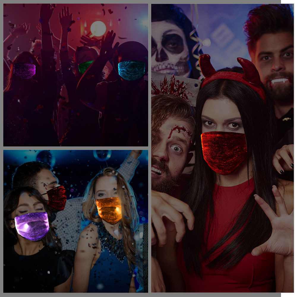 Amazon Hot Luminous Mask Electronic Music Festival Party Bar Luminous Mask Halloween Cross-Border Factory Direct Sales