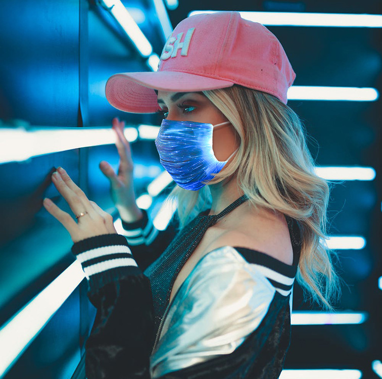 Amazon Hot Luminous Mask Electronic Music Festival Party Bar Luminous Mask Halloween Cross-Border Factory Direct Sales