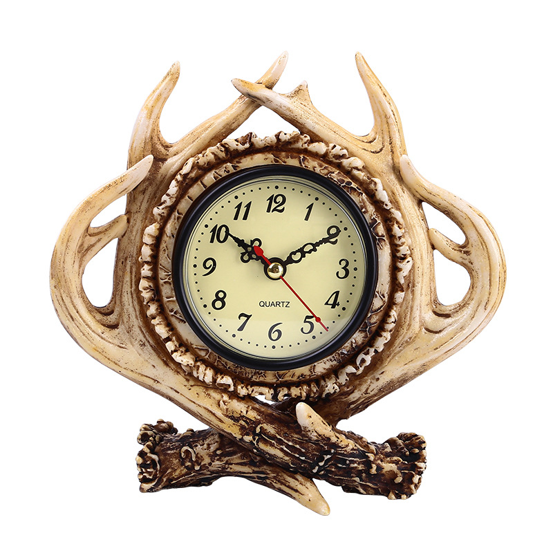 Resin Crafts Antlers Decoration Clock Creative Living Room Household Supplies Art Ornament Crafts Decoration Ornaments