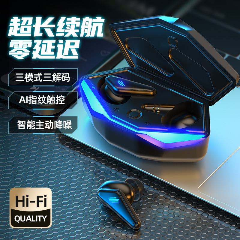 Cross-Border New Product Zero Delay Gaming Electronic Sports Chicken Eating Bluetooth Headset Wireless Single-Ear Binaural Bass Bluetooth Headset
