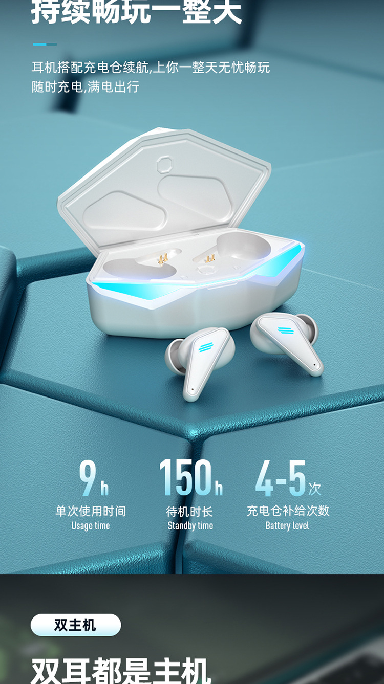 Cross-Border New Product Zero Delay Gaming Electronic Sports Chicken Eating Bluetooth Headset Wireless Single-Ear Binaural Bass Bluetooth Headset Cross-Border New Product Zero Delay Gaming Electronic Sports Chicken Eating Bluetooth Headset Wireless Single-Ear Binaural Bass Bluetooth Headset