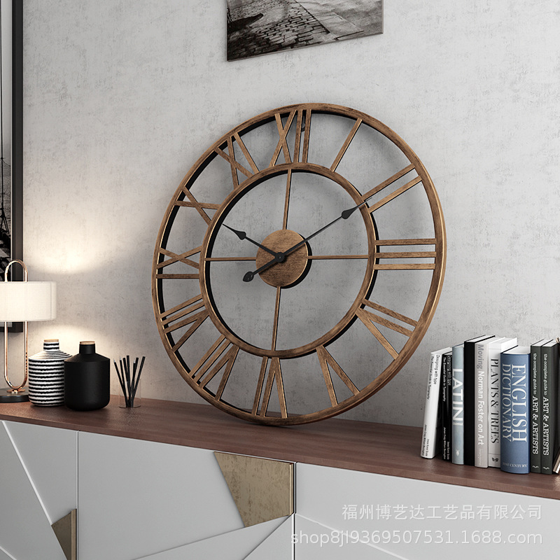EuropeanStyle Pocket Watch Retro Roman Clock Simple Living Room Noiseless Clock Creative Decorative Iron Wall Clock