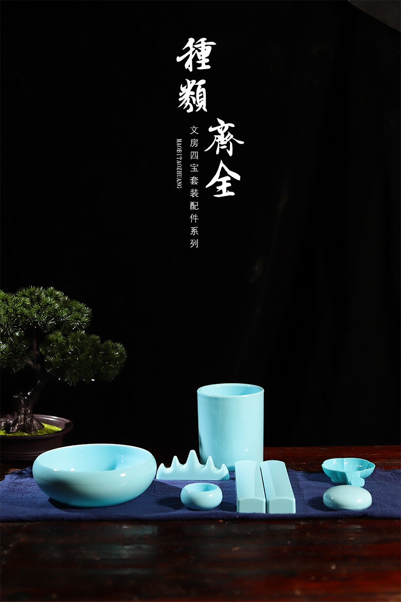Calligraphy Materials Accessories Imitation Jade Writing-Brush Washer Pen Holder Paperweight Pen Holder Melamine Plastic Washing Paper Weight Pen Holder