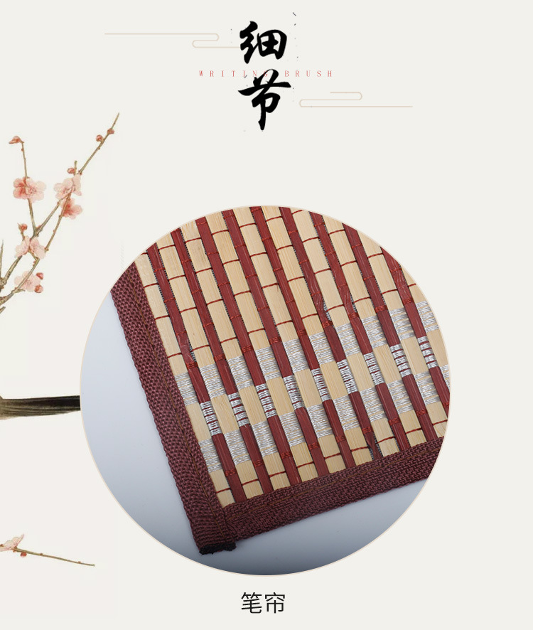 Factory Wholesale Writing Brush Pen Curtain Fixed Logo Breathable Moisture-Proof Calligraphy Writing Brush Storage Cloth Bag Bamboo Writing Brush Rolling Pencil Case