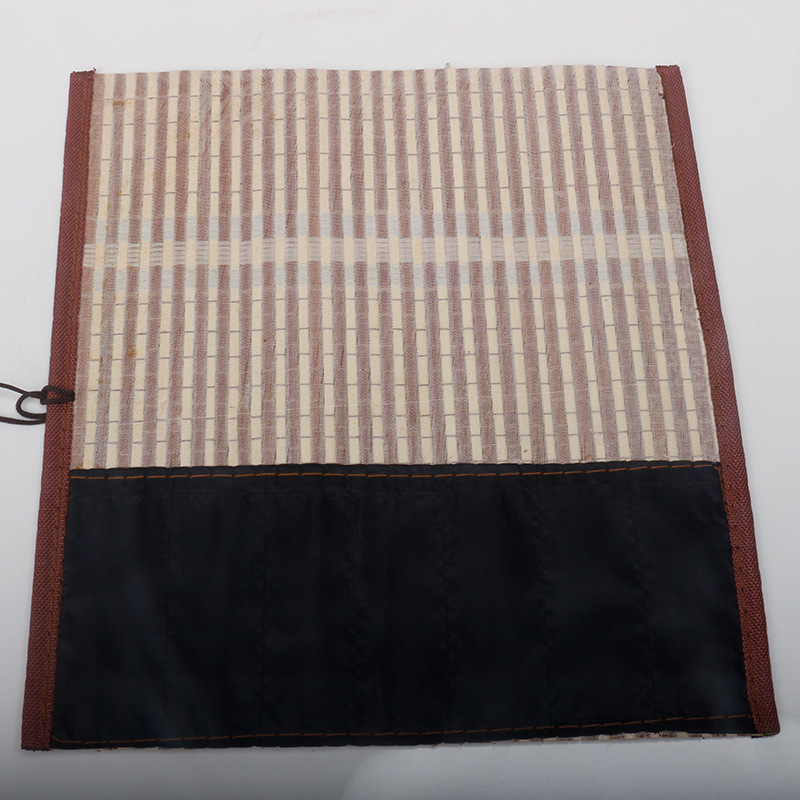 Factory Wholesale Writing Brush Pen Curtain Fixed Logo Breathable Moisture-Proof Calligraphy Writing Brush Storage Cloth Bag Bamboo Writing Brush Rolling Pencil Case
