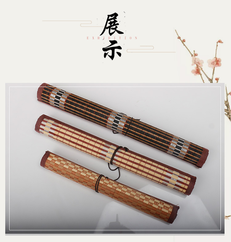 Factory Wholesale Writing Brush Pen Curtain Fixed Logo Breathable Moisture-Proof Calligraphy Writing Brush Storage Cloth Bag Bamboo Writing Brush Rolling Pencil Case