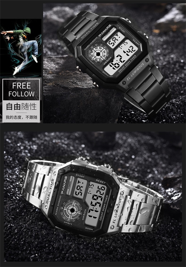 Internet Hot Waterproof Multifunctional Sports Electronic Watch Square Fashion Electronic Watch Luminous Alloy Watch Internet Hot Waterproof Multifunctional Sports Electronic Watch Square Fashion Electronic Watch Luminous Alloy Watch