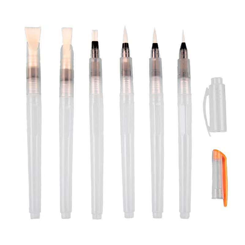 Factory Direct Sales Fountain Pen Solid Watercolor Pointed Flat Head Water Soluble Color Pencil Large Capacity Water Storage Writing Brush Painting Brush
