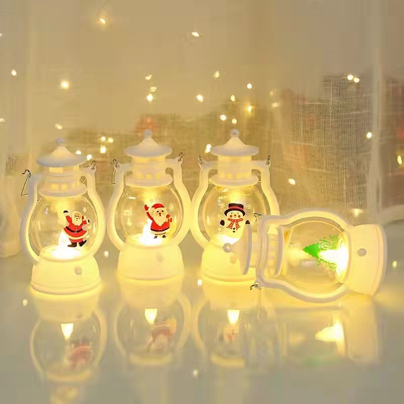 Christmas Portable Elderly Snow Tree Lamp Electronic Lantern Storm Lantern Kerosene Lamp Christmas Decoration Ornaments