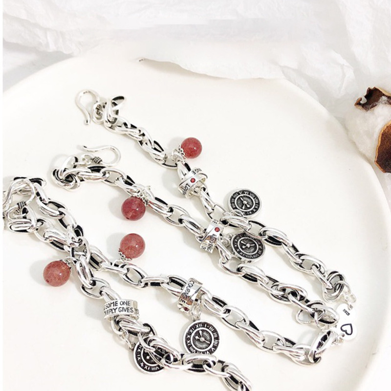 Heavy Industry 925 Sterling Silver Retro Strawberry Quartz Clock round Brand Women's Fashion Bracelet Ring Buckle Fashion Temperament Heavy Industry 925 Sterling Silver Retro Strawberry Quartz Clock round Brand Women's Fashion Bracelet Ring Buckle Fashion Temperament