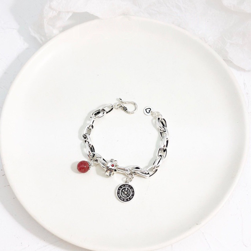 Heavy Industry 925 Sterling Silver Retro Strawberry Quartz Clock round Brand Women&#039;s Fashion Bracelet Ring Buckle Fashion Temperament