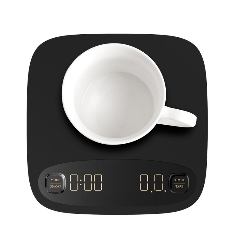 Coffee Electronic Scale Black Smart Coffee Scale with Timing Function Baking Scale 01G Bar Counter Scale Charging