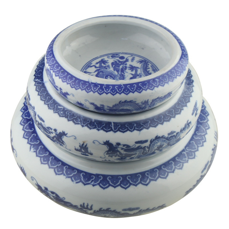 Jingdezhen Blue and White Porcelain Ceramic Writing-Brush Washer Brush Washing Writing Brush Cylinder Calligraphy Materials Case Student Practice Use Writing-Brush Washer Brush Washing