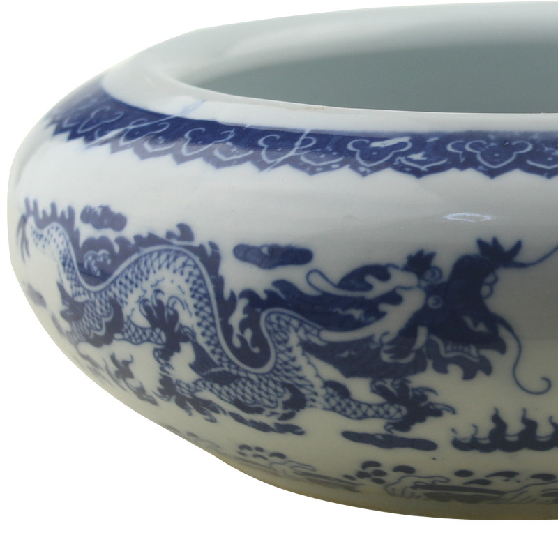 Jingdezhen Blue and White Porcelain Ceramic Writing-Brush Washer Brush Washing Writing Brush Cylinder Calligraphy Materials Case Student Practice Use Writing-Brush Washer Brush Washing