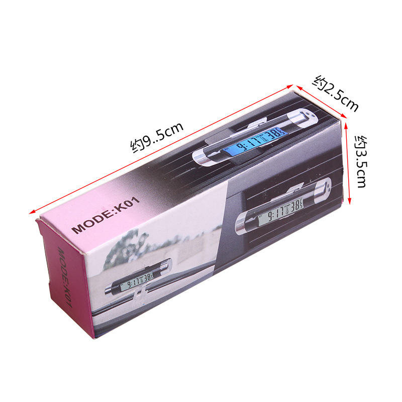 KO1 Car Air Outlet Thermometer Electronic Clock Two-in-One Clock Led Digital Display Thermometer with Backlight