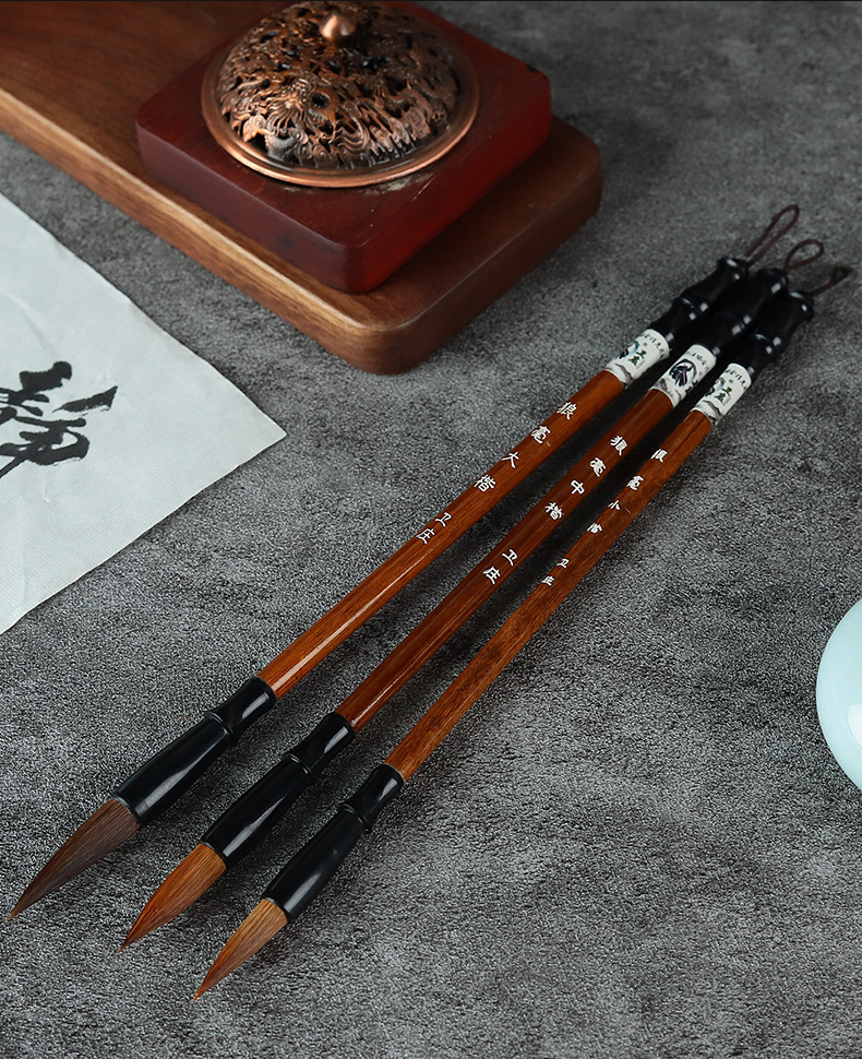Factory Wholesale Weasel's Hair Doubled Both with Goat's Hair Calligraphy and Painting Practice Large, Medium and Small Regular Script Beginner Calligraphy Training Student Writing Brush Wholesale