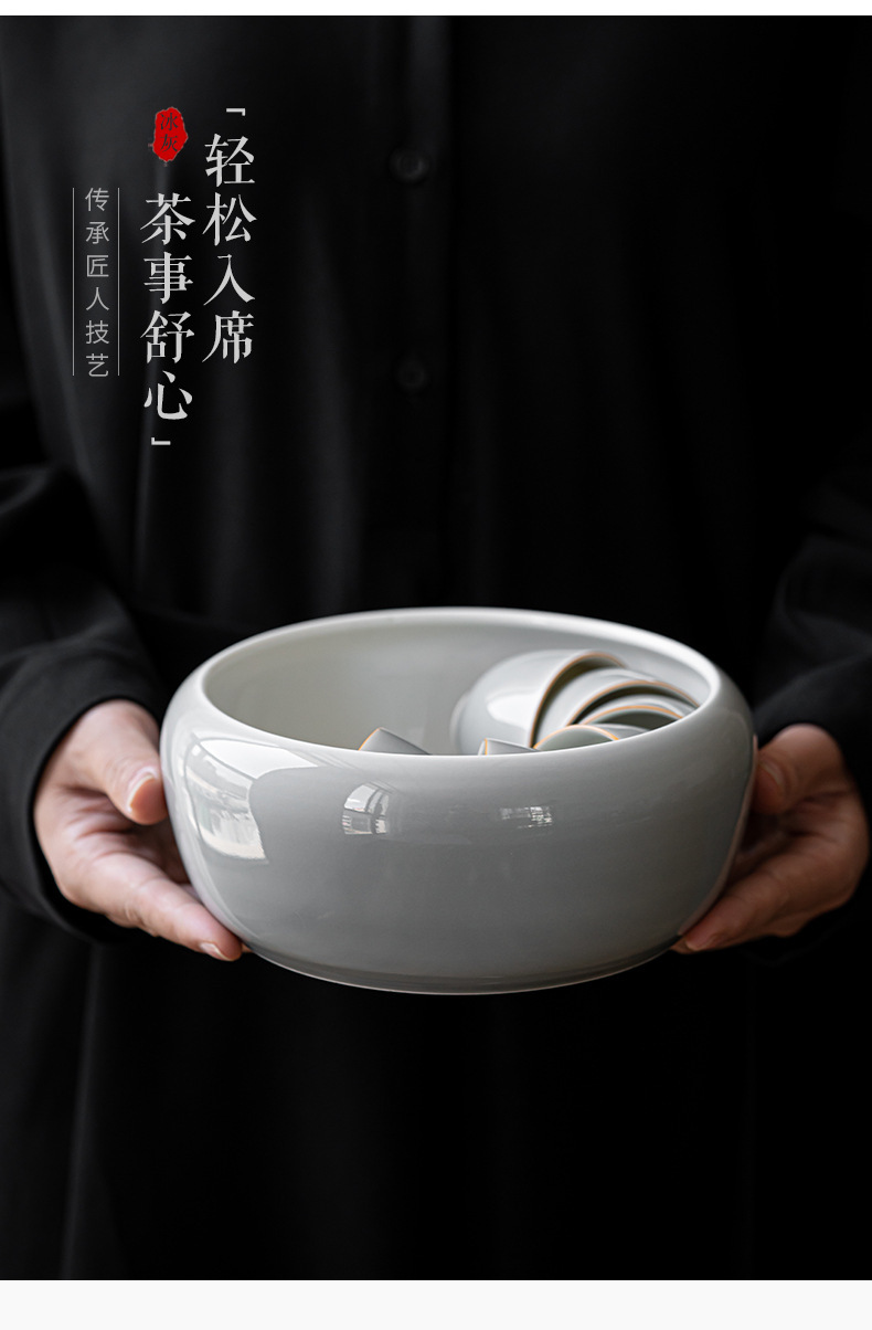 Ice Gray Smoky Gray Glaze Tea Wash Large Size Ceramic Tea Wash Cup Wash Tea Residue Barrel Tea Basin Writing-Brush Washer Cylinder Kung Fu Tea Utensils Ice Gray Smoky Gray Glaze Tea Wash Large Size Ceramic Tea Wash Cup Wash Tea Residue Barrel Tea Basin Writing-Brush Washer Cylinder Kung Fu Tea Utensils