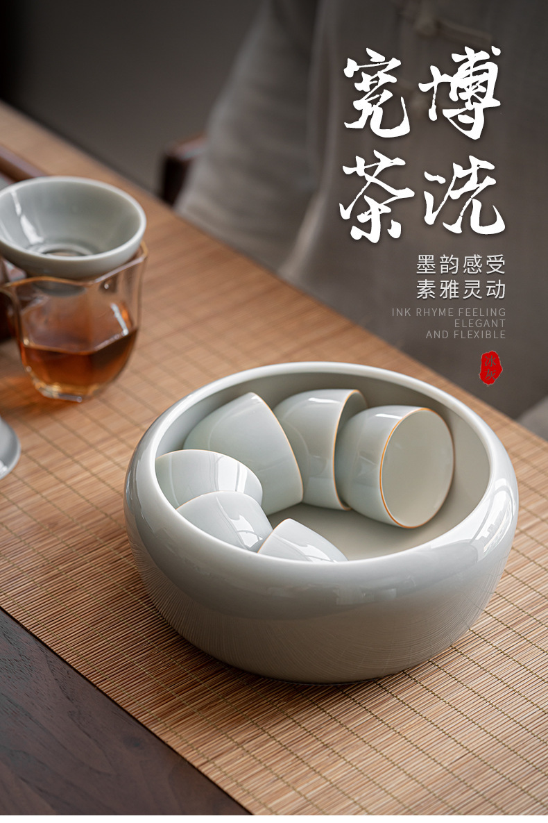 Ice Gray Smoky Gray Glaze Tea Wash Large Size Ceramic Tea Wash Cup Wash Tea Residue Barrel Tea Basin Writing-Brush Washer Cylinder Kung Fu Tea Utensils Ice Gray Smoky Gray Glaze Tea Wash Large Size Ceramic Tea Wash Cup Wash Tea Residue Barrel Tea Basin Writing-Brush Washer Cylinder Kung Fu Tea Utensils
