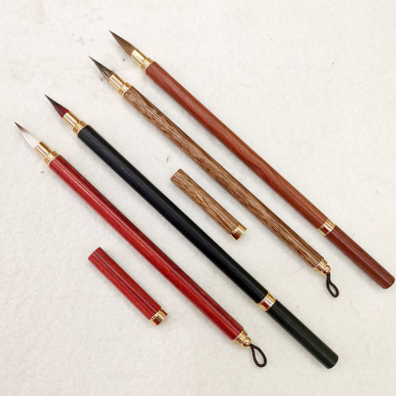 Red Sandalwood Ebony Small Red Hair Rabbit's Hair Mixed Hair Writing Brush Weasel's Hair Regular Script in Small Characters Writing Brush Calligraphy Materials Red Sandalwood Ebony Small Red Hair Rabbit's Hair Mixed Hair Writing Brush Weasel's Hair Regular Script in Small Characters Writing Brush Calligraphy Materials