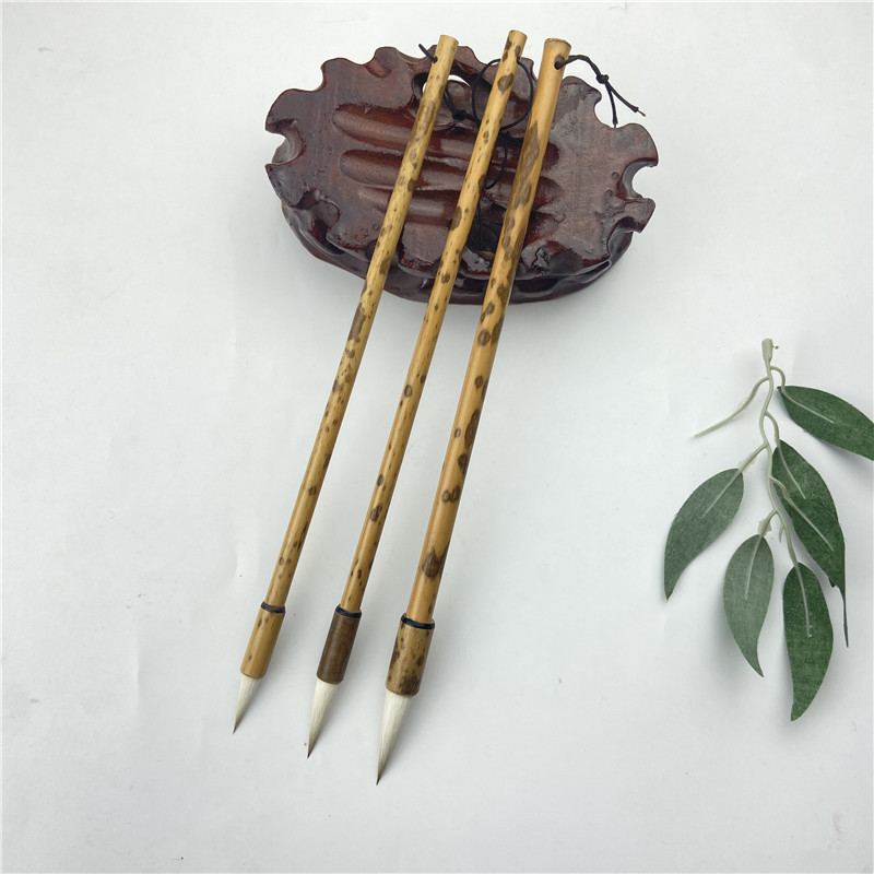 Mottled Bamboo Rod Doubled Both Writing Brush Calligraphy Practice Training Class Student Teacher Adult Use Writing Brush Calligraphy Materials