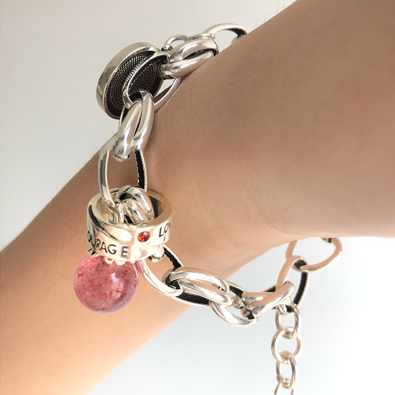 Heavy Industry 925 Silver Retro Strawberry Quartz Clock round Brand Women's Fashion Bracelet Ring Buckle Fashion Temperament Heavy Industry 925 Silver Retro Strawberry Quartz Clock round Brand Women's Fashion Bracelet Ring Buckle Fashion Temperament