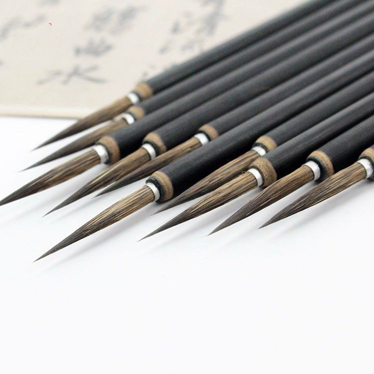 Large, Medium and Small GUI Pen Hook Line Leaf Vein Writing Brush Black Wooden Pole Weasel's Hair Delineating Brush Mouse Beard Painting Brush Large, Medium and Small GUI Pen Hook Line Leaf Vein Writing Brush Black Wooden Pole Weasel's Hair Delineating Brush Mouse Beard Painting Brush