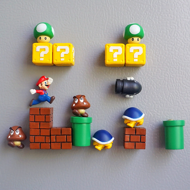 Super Mary Refrigerator Sticker and Magnet Sticker Korean 3D Three-Dimensional Set Mario Decoration Japanese Magnet Creative Cute
