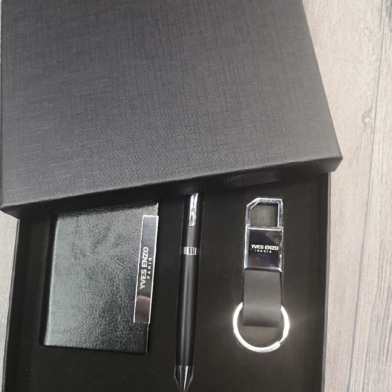 Business card case key ring ballpoint pen