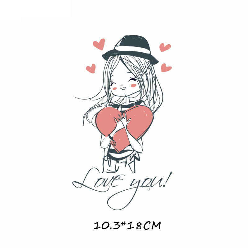 Cartoon Love Couple T-shirt Heat Transfer Offset Heat Transfer Pattern Custom DIY Clothes Sticker Ironing Decoration Applique
