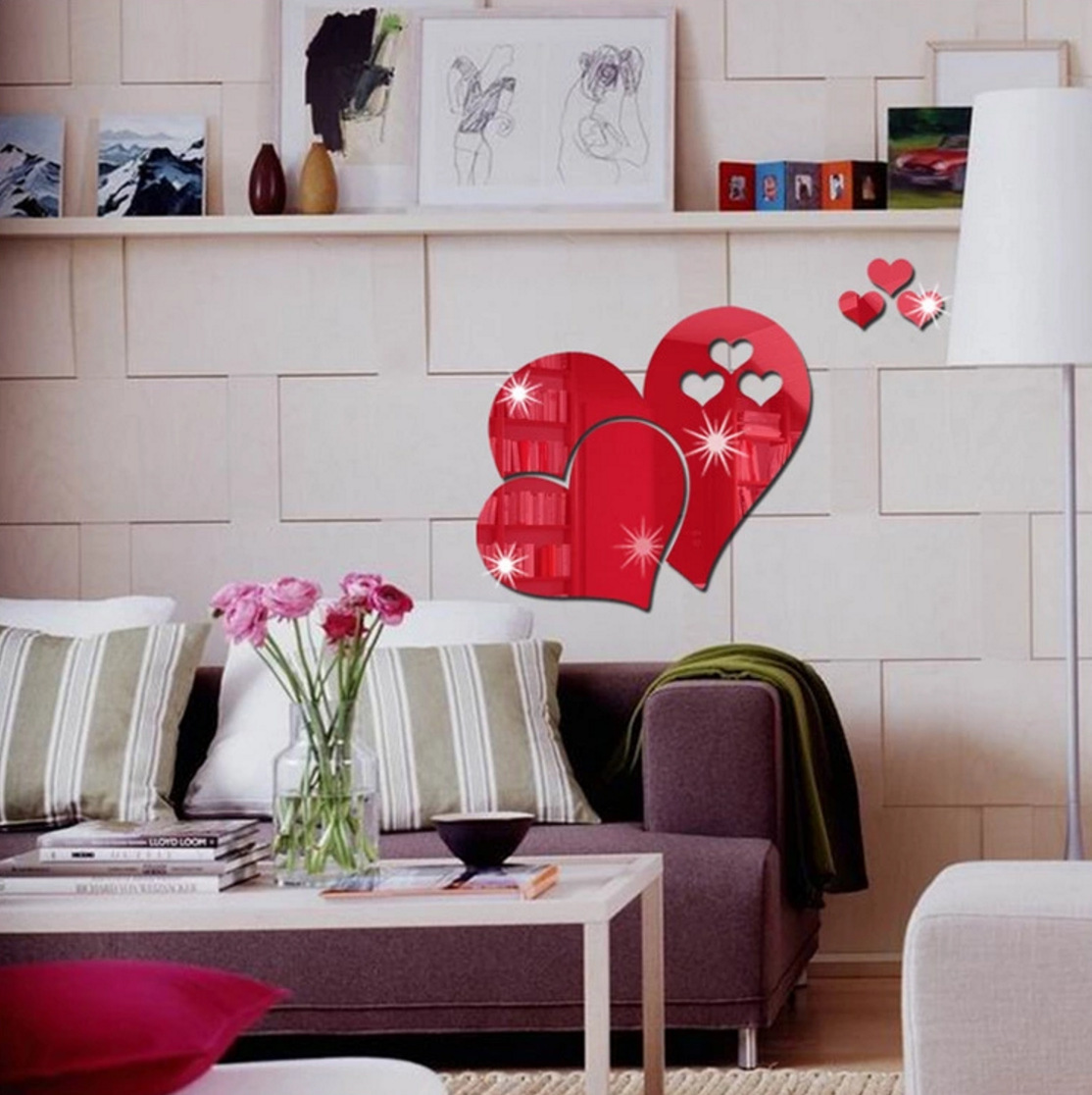 Cross-Border Products Love Heart-Shaped Mirror Sticker Ins Decoration DIY Home Art Decoration 3D Wall Stickers Beautiful and Cute Cross-Border Products Love Heart-Shaped Mirror Sticker Ins Decoration DIY Home Art Decoration 3D Wall Stickers Beautiful and Cute