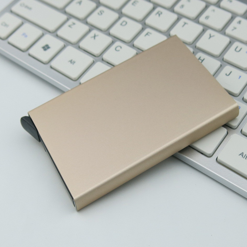 Automatic Credit Card Box RFID Anti-Capital Brush Creative Business Card Case Membership Card Clip Fashion Aluminum Alloy Bank Card Package Automatic Credit Card Box RFID Anti-Capital Brush Creative Business Card Case Membership Card Clip Fashion Aluminum Alloy Bank Card Package