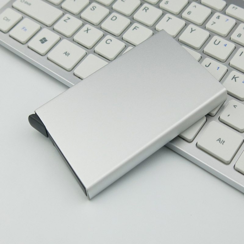 Automatic Credit Card Box RFID Anti-Capital Brush Creative Business Card Case Membership Card Clip Fashion Aluminum Alloy Bank Card Package Automatic Credit Card Box RFID Anti-Capital Brush Creative Business Card Case Membership Card Clip Fashion Aluminum Alloy Bank Card Package