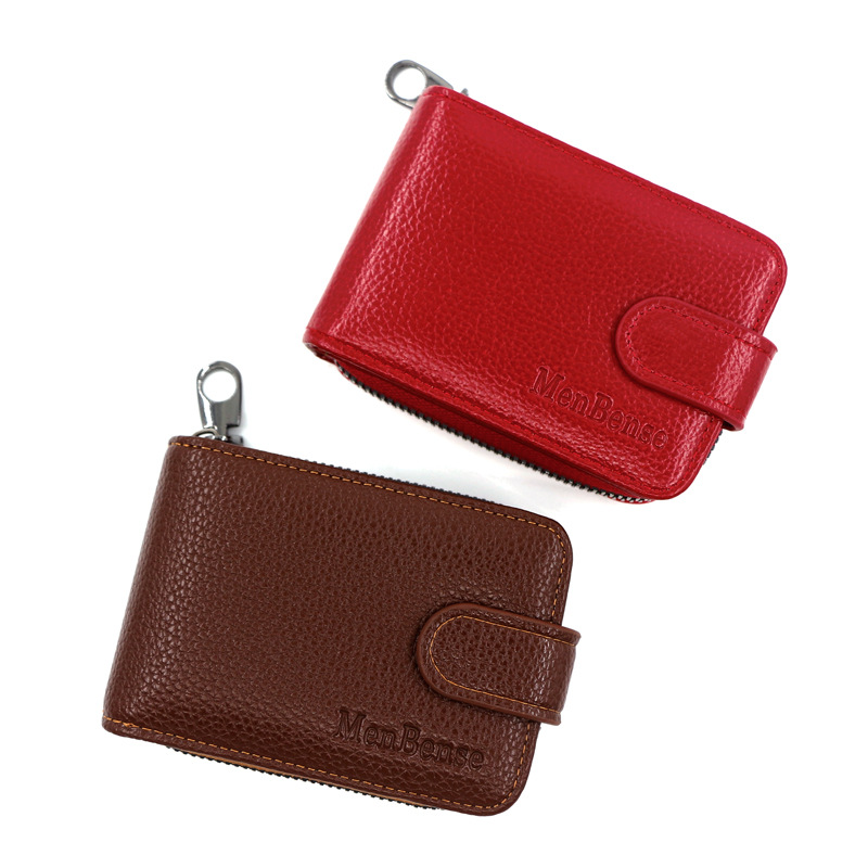 Factory Direct Supply New Expanding Card Holder Short Wallet Multiple Card Slots Lychee Pattern Men and Women Large Capacity Card Case