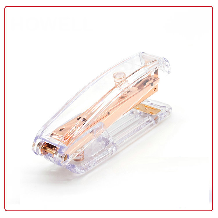 Cross-Border Amazon Factory Direct Supply Rose Gold Gift Stapler Office Transparent Plastic Stapler Binding Machine Cross-Border Amazon Factory Direct Supply Rose Gold Gift Stapler Office Transparent Plastic Stapler Binding Machine