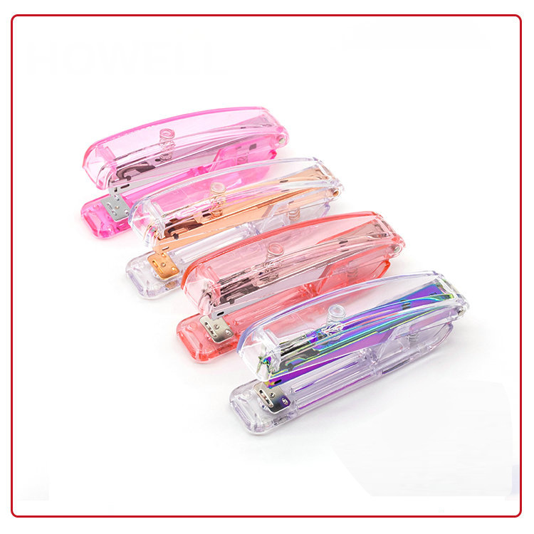 Cross-Border Amazon Factory Direct Supply Rose Gold Gift Stapler Office Transparent Plastic Stapler Binding Machine Cross-Border Amazon Factory Direct Supply Rose Gold Gift Stapler Office Transparent Plastic Stapler Binding Machine