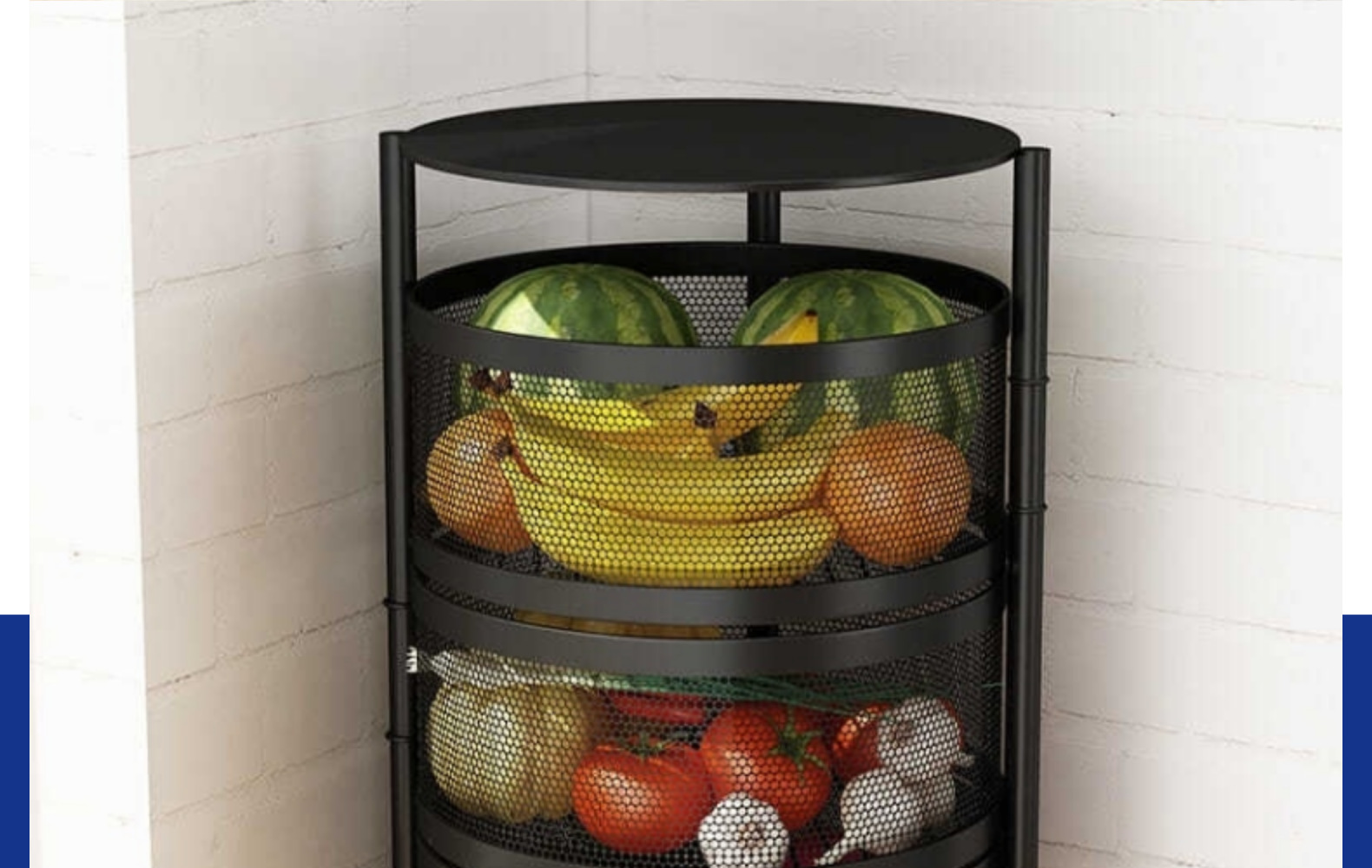 Multi-Layer Rotatable Kitchen Vegetable and Fruit Rack round Storage Basket Living Room and Bathroom Storage Basket Storage Rack