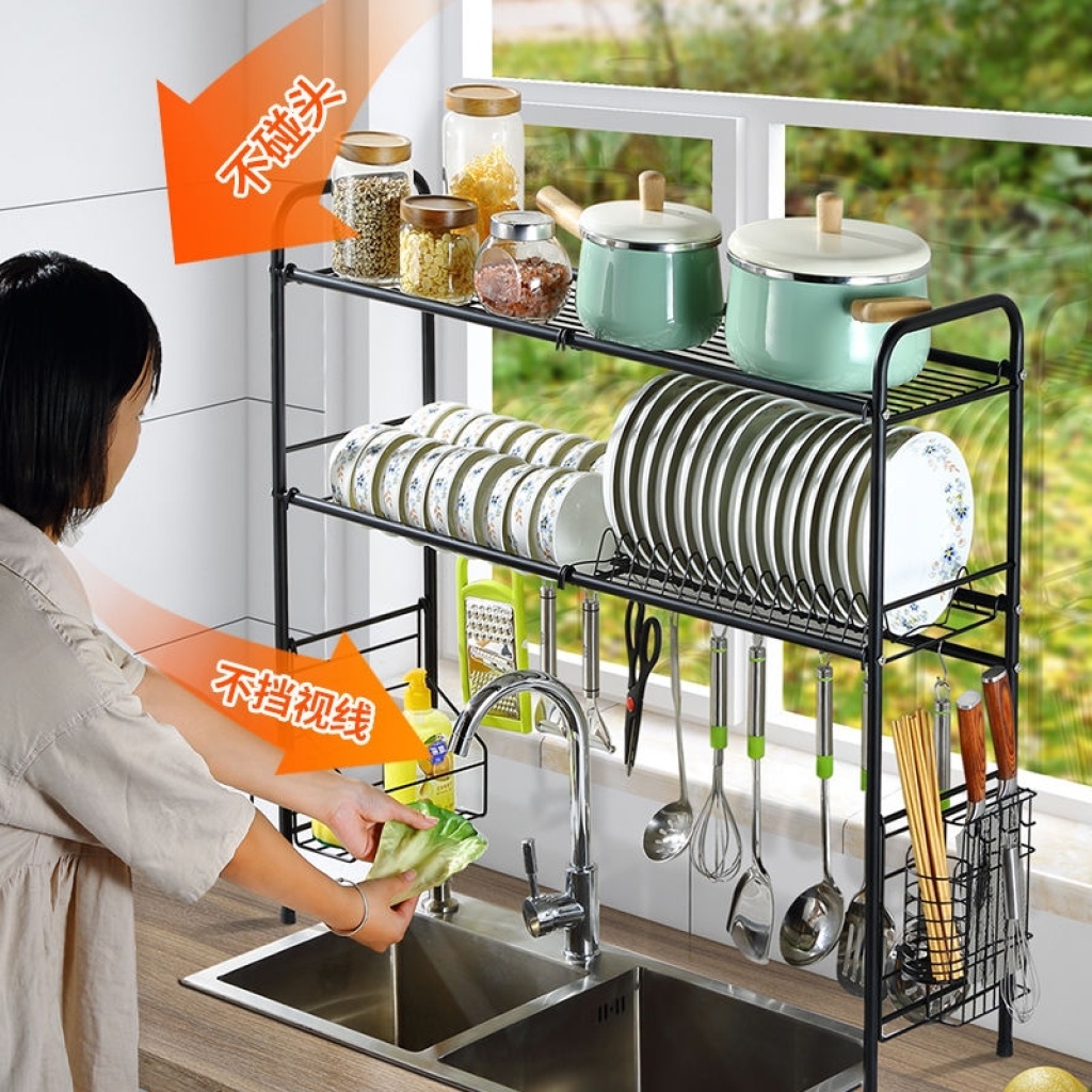 Sink water rack kitchen shelves use rack Sink multi - functional dishes to use storage rack stainless steel single and double layer Sink water rack kitchen shelves use rack Sink multi - functional dishes to use storage rack stainless steel single and double layer