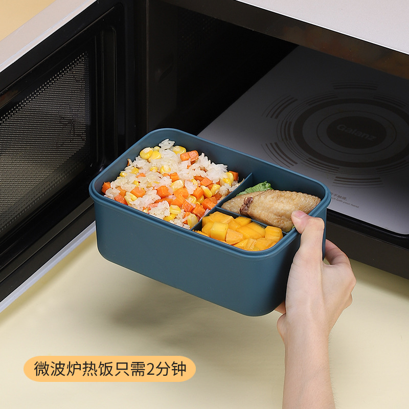 Bento Lunch Box Microwaveable Heating Fresh-Keeping Separated Bento Student with Cover Lunch Box with Stainless Steel Tableware