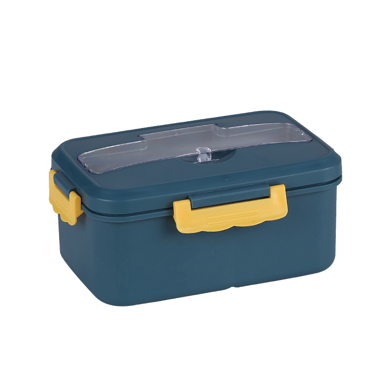 Bento Lunch Box Microwaveable Heating Fresh-Keeping Separated Bento Student with Cover Lunch Box with Stainless Steel Tableware