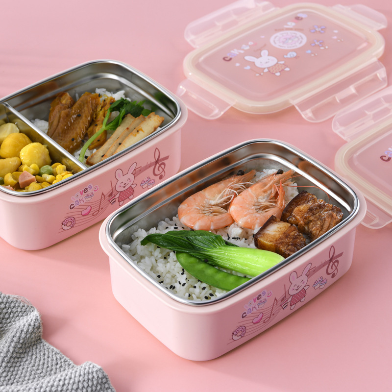 Modern Minimalist Home Stainless Steel Student Bento Box Separated School Commuter Refrigerator Use Fresh-Keeping Food Box