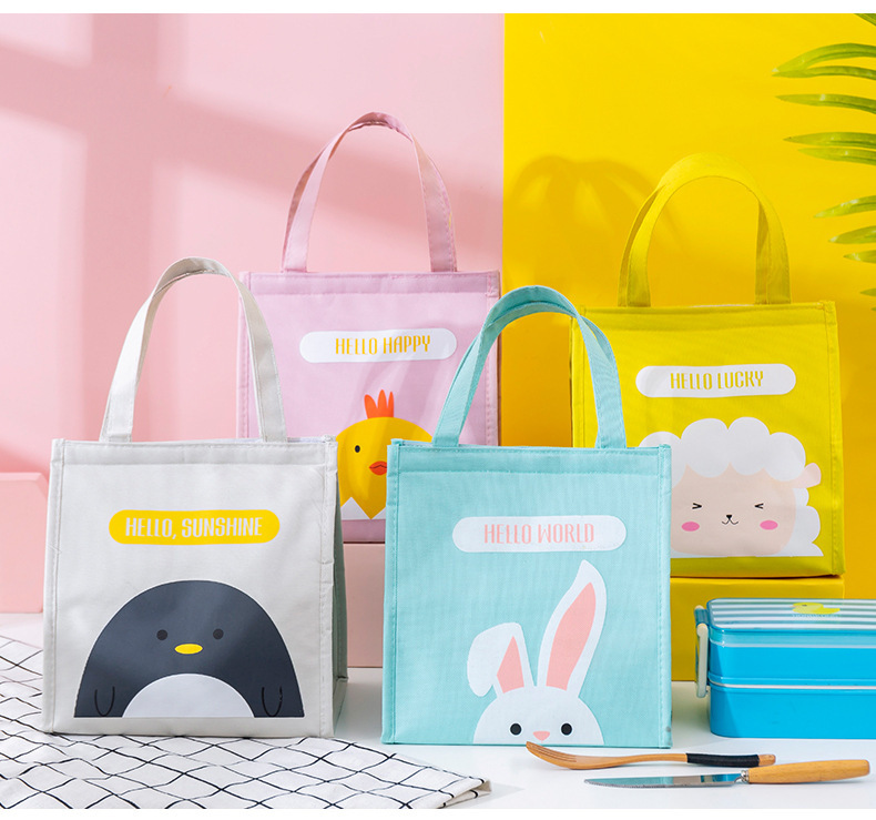 Cross-Border Lunch Bag Insulated Bag Portable Fresh-Keeping Lunch Box Bag Cartoon Student Handbag Lunch Bag Wholesale