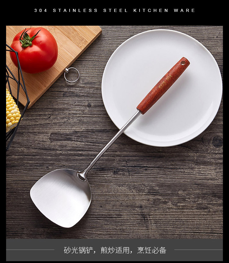 304 Stainless Steel Heat Resistant Red Wood Handle Spatula Slotted Turner Colander Soup Spoon Household Kitchenware 304 Stainless Steel Heat Resistant Red Wood Handle Spatula Slotted Turner Colander Soup Spoon Household Kitchenware