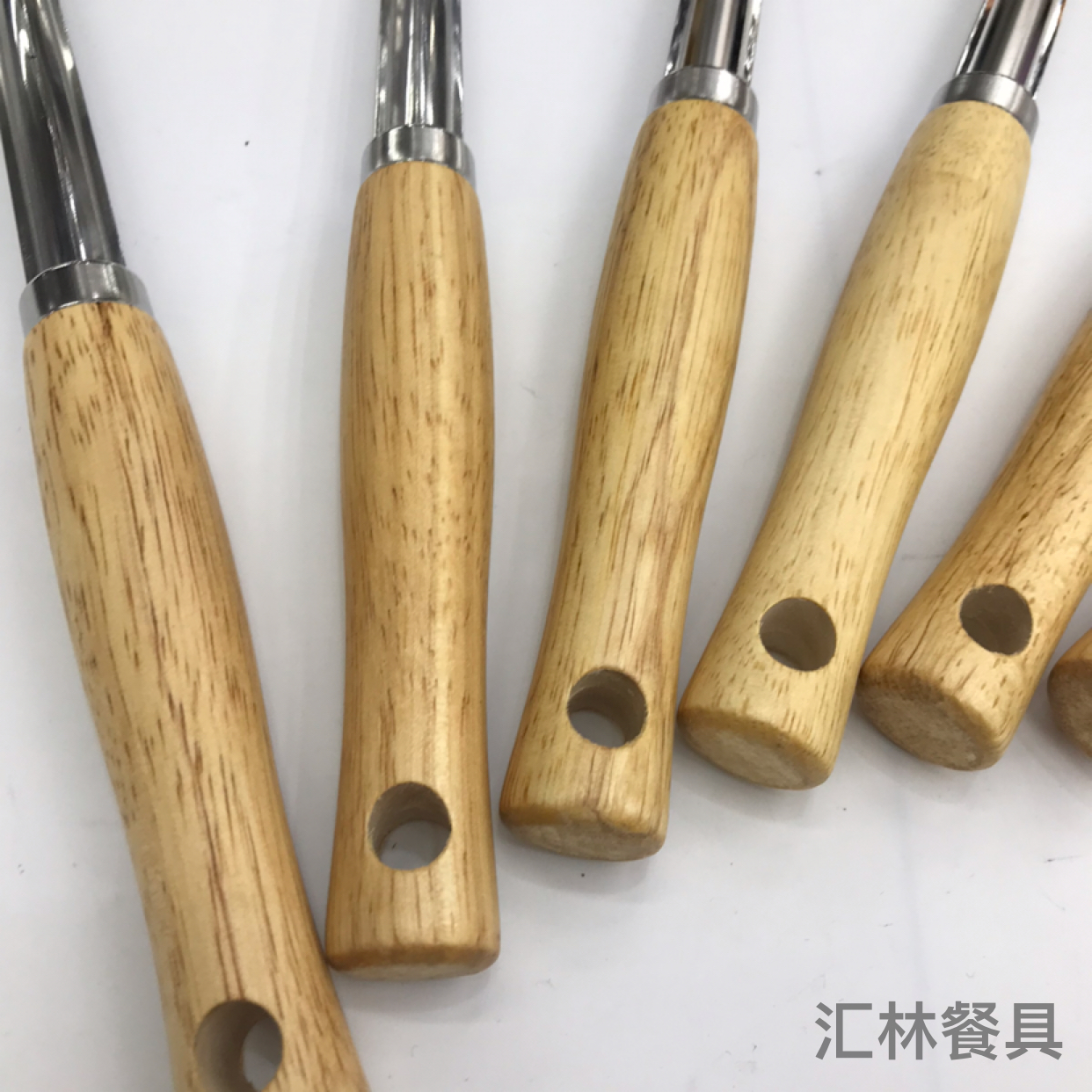Stainless Steel Kitchenware 1.2cm Solid Wood round Handle Porridge Colander Spatula Flat Shovel Long Tongue Drain Spoon Short Rice Spoon Customizable