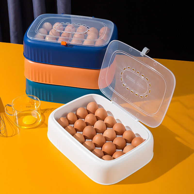 Factory Wholesale Refrigerator Egg Storage Box Storage Box Drop-Resistant Fresh-Keeping Kitchen Egg Shelf Egg Carton Plastic Flip Type