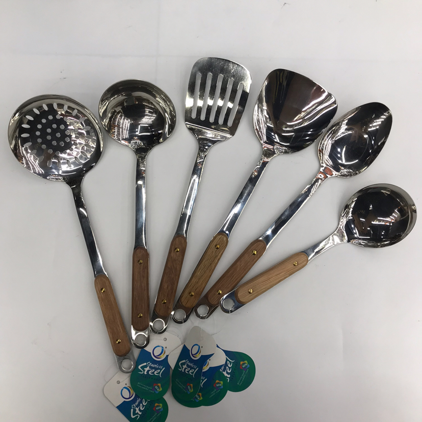 201 Stainless Steel Kitchenware Two Nails round Wooden Handle Porridge Colander Spatula Long Tongue Drain Short Rice Spoon Customizable Logo 201 Stainless Steel Kitchenware Two Nails round Wooden Handle Porridge Colander Spatula Long Tongue Drain Short Rice Spoon Customizable Logo