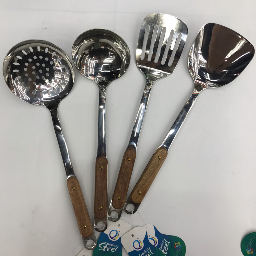 201 Stainless Steel Kitchenware Two Nails round Wooden Handle Porridge Colander Spatula Long Tongue Drain Short Rice Spoon Customizable Logo 201 Stainless Steel Kitchenware Two Nails round Wooden Handle Porridge Colander Spatula Long Tongue Drain Short Rice Spoon Customizable Logo
